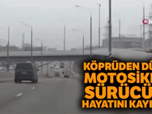 Köprüden aşağıya uçan motosiklet sürücüsü öldü
