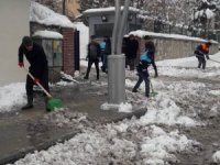 Hakkari belediyesinin kar timleri görev başında