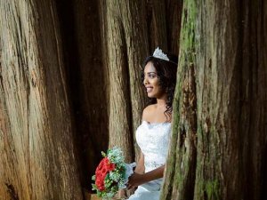 Kadın kesilmesi planlanan ağaçlarla 'evlendi'
