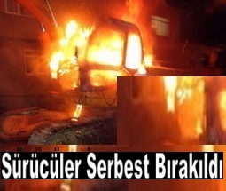 ŞEMDİNLİ`DE 4 KAMYONET ATEŞE VERİLDİ