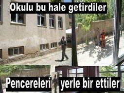 ÖĞRENCİLER OKULUN CAMLARINI KIRDI