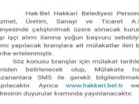 Belediye’den personel alımı mülakat tarihi duyurusu