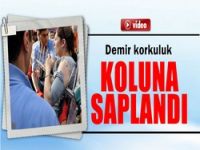 Demir korkuluk koluna saplandı