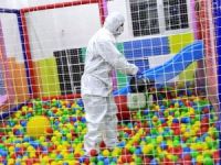 Çocuk oyun merkezi dezenfekte edildi